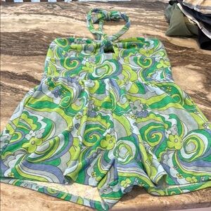 Green and Blue Patterned Romper